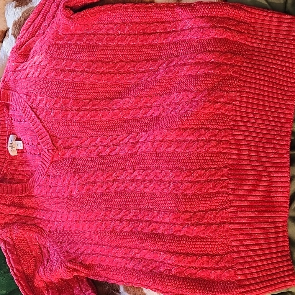 Style & Co. V-Neck Red Sweater Size M - Picture 1 of 5
